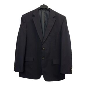 Saddlebred Performance Jacket Blazer Mens 44R Navy Blue Wool Brass Buttons